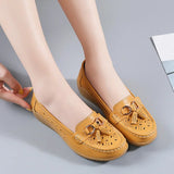 Summer Leather Women's Shoes Moccasins Platform Soft Boat Cutout Flats Casual Low Heel Nurse Lolita MartLion   