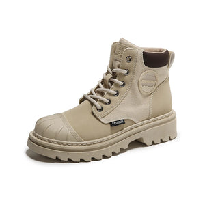 Casual Work Shoes Outdoor Anti-slip Vulcanised Women's Short Boots Trendy Breathable Walking MartLion Beige 35 
