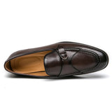 Slip On Dress Shoes Men's Elegant Split Leather Buckle Formal Mart Lion   