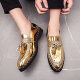 Men's Sequined Tassel Shoes Handmade Retro Soft Non-slip Loafers Casual Leather Mart Lion   