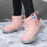 Children's Winter Boots Kids Plush Warm Shoes Non-slip Girls Waterproof Boys Winter Shoes Snow MartLion Pink 5678 32 (insole 21cm) 