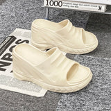 Women's Slippers Summer Thick Bottom Ladies Flip Flop Sandals Wedge Heel Open Toe Mules Shoes High 8cm MartLion   