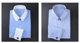 French cuff shirt men Empire collar slim-fit British  striped shirt men MartLion   