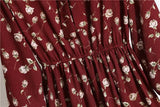  Floral Print Bohemian Chiffon Bow Neck Flare Sleeve A-Line Women's Dress Elastic Waist Knee-Length Dresses Spring MartLion - Mart Lion