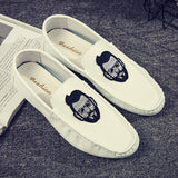 Men's Leather Casual Shoes Spring Summer Trend Lightweight Tiger Embroidery Cool Loafers Driving Mart Lion Man White US 7  EU39 