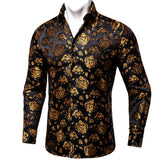 Luxury Golden Shirt For Man Party Men Shirts Fashion Man Club Wear Floral Wedding Formal Long Sleeves Shirt For Male Free Ship MartLion   