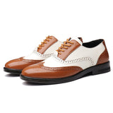 Men's Formal Brogue Shoes Luxury Dress Oxford Designer Casual Leather Mart Lion Orange 38 