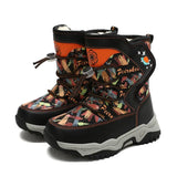 Winter Children Snow Warm Boots Shoes Boys Sneaker Rubber Hiking Children Waterproof Leather Boots Kids MartLion 9969 Orange 28 