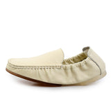Genuine Leather Men's Casual Shoes Spring Summer Breathable Comfort Slip on Driving Loafers Egg Roll Moccasins Mart Lion Beige 38 