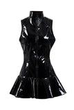 Women's Clubwear Rave Cocktail Party Sleeveless Dress Wet Look Latex PVC Leather Front Zipper Bodycon Mini MartLion   