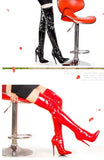 Women Thigh High Boots Men's Leather Cosplay Shoes Over The Knee Pointed Toe Side MartLion   