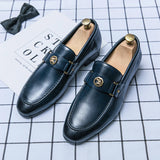 Men's Casual Shoes Autumn Leather Loafers Office Driving Moccasins Slip on Party MartLion Blue 6 
