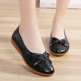 summer Women Cutouts Genuine Leather Mom Shoes Flats Nurse Casual slip-on ballet flat loafers MartLion   