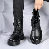 Men's English Style Thick Sole Design Men Boots  Layer Leather Casual Boots