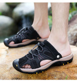 Summer Genuine Leather Men's Sandals Mesh Beach Sandal Handmade Casual Shoes Platform Outdoor Water Sports Sneakers Mart Lion   