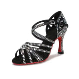 Pearl Black Latin Dance Shoes for Women Summer Soft Bottom Indoor Jazz Tango Salsa High Heels Sandals Party MartLion   