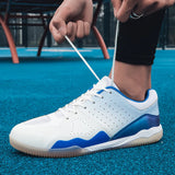 men's table tennis shoes Breathable anti-skid sports shoes Outdoor training MartLion White blue 39 