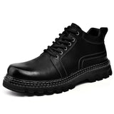 Leather Men Boots Cow Leather Upper Durable Sole Lace up Winter Boots Leisure Outdoor Shoes For Man
