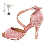 Pink Latin Dance Shoes Indoor Soft Bottom Tango Jazz Modern Dance Wedding Summer Sandals Performance MartLion Pink heel 7cm 45 