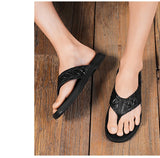 Golden Sapling Flip Flops Men's Genuine Leather Party Shoes Casual Flats Summer Beach Slides Leisure MartLion   