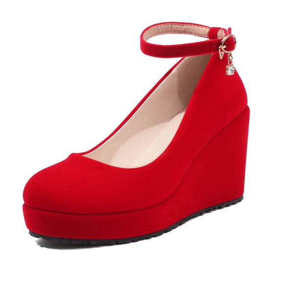 Casual Round Toe Platform mary jane Shoes Women velvet Pumps Women Wedges MartLion