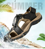 Outdoor Sandals Men's Summer Casual Leather Sandals Non-slip Beach hombre MartLion   