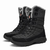 Fujeak Padded Cotton Shoes Men's Winter Warm Snow Boots Waterproof Non-slip Outdoor Working Mart Lion Black 38 