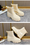 Women Outer Wear Rain Boots Cute Waterproof Shoes Short Middle Slip Women Rain Solid Thick Sole Rubber MartLion   