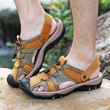 Genuine Leather Men's Shoes Summer Beach Sandals Classic Outdoor Casual Sandals Slippers MartLion   