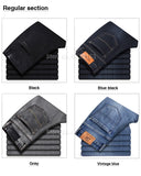 Men's Stretch Regular Fit Jeans  Casual Classic  Denim Trousers Male Black Blue Gray Pants MartLion   