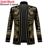 Men's Court Prince Uniform Gold Embroidered Suit Jacket Double Breasted Wedding Party Prom Suit Stag blazers MartLion Gold Black 3 US Size XS 