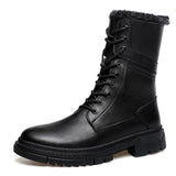 spring Trend Half boots Men's Black Army Combat Rubber Casual Shoes Genuine Leather Winter MartLion Black 45 