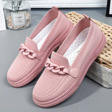 Women's Summer Footwear Slip On Chain Ballet Flats Sneakers Elegant White Nurse Ladies Loafers MartLion   