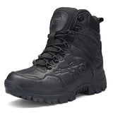 Tactical Boots Men's Breathable Army With Side Zipper Leather Military Tactical Wear Resistant Mart Lion Black Eur 39 
