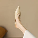 Summer Outside Women Slippers Shoes Point Toe Concise Modern Chunky Heel Mules Solid MartLion   