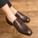 Luxurious Men's Casual Shoes Low Heel Loafers Casual British Style Designer MartLion Brown 38 