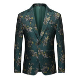 Handsome 100 Peacock Tail  Men's Suit Coat Casual Polyester  Four Seasons  Blazers Smart Casual MartLion Flower color 8 M (EUR XXS) 