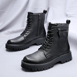 Men's English Style Thick Sole Design Men Boots  Layer Leather Casual Boots