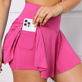 Women Tennis Skirt with Pockets Crossover Waisted Athletic Golf Skort Running Workout Skirts MartLion   