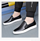 High End Men's Genuine Leather Casual Shoes Concise Cool Slip-on Loafers Flat Skate Mart Lion   