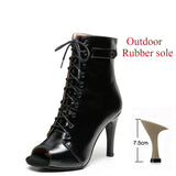 Latin Shoes Ladies Salsa Ballroom Party Women's Boots Yellow Black Girls High Heel Dance Boots MartLion