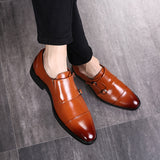 Whoholl Luxury Leather Formal Men's Classic Oxford Shoes Loafers Dress Double Monk Strap Footwear Mart Lion Yellow 37 