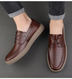 Men's Casual Shoes Genuine Leather Formal Leather Casual Lace Up Oxfords Flats MartLion   