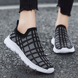 Men's Women Vulcanized Shoes Slip on Flats Breathable Mesh Walking Outdoor Sport Running Sneakers Female Mart Lion   