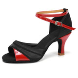 girls women's  ballroom tango salsa dance shoes  5cm and 7cm heeI MartLion black red 7cm 37 (23.5cm) 