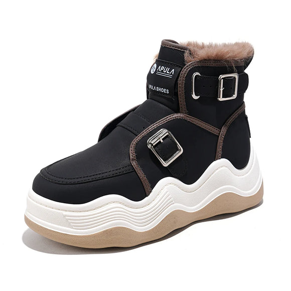 Snow Boots Casual Anti-skid Warm Cotton Shoes Outdoor Trend Walking Women's Vulcanized MartLion black 35 