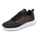 Sneakers Breathable Casual Noslip Men's Vulcanize Shoes Lace Up Wear-resistant Tenis Running MartLion Black gold 39 