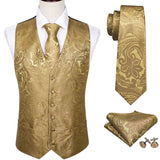 Barry Wang Men's Classic White Floral Jacquard Silk Waistcoat Vests Handkerchief Party Wedding Tie Vest Suit Pocket Square Set Mart Lion BM-2017 XL 
