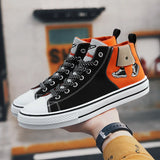 Orange Heart-shaped Lovers High Top Sneakers Women Cardioid Embroidered Canvas Shoes Couple Espadrilles Casual Flats MartLion   