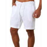 Men's Cotton Linen shorts Pants Male Summer  Color Linen Trousers Fitness MartLion WHITE US XL 